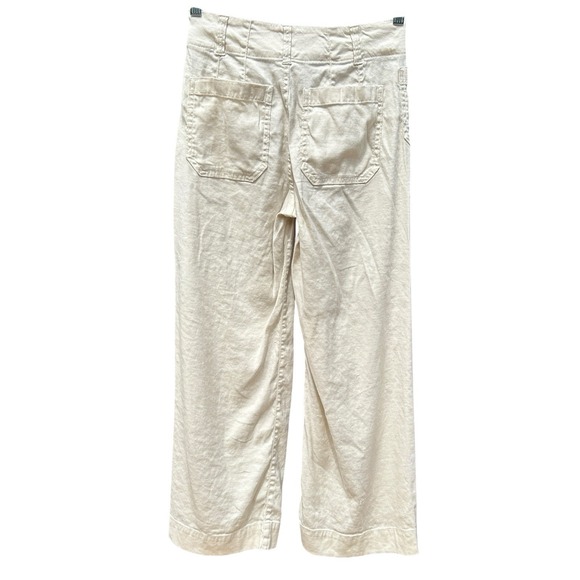 Anthropologie Maeve Colette Pant 24 Beachy Coastal Crop Wide White Summer Grunge - Picture 2 of 8